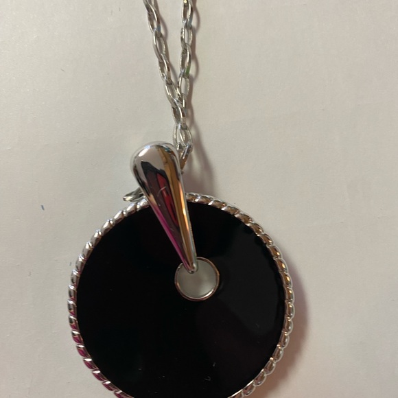 Swarovski Touchstone Crystal Round Reversible  Pendant Necklace Silver Tone - Picture 4 of 7